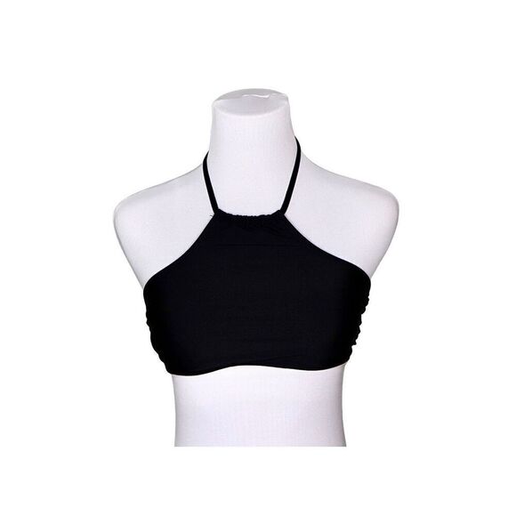 Mossimo Solid Stripe Black White Halter Swim Top Bikini 2pc Swimsuit sz MEDIUM - Picture 2 of 14